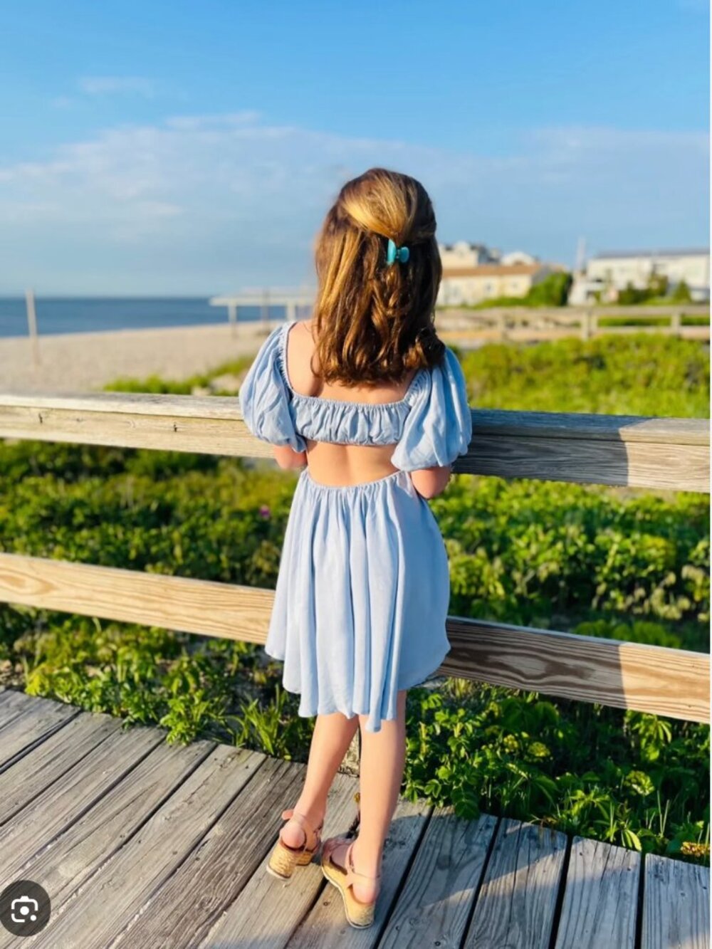 KATIE J NYC Grace Voluminous Dress in light blue L $135
